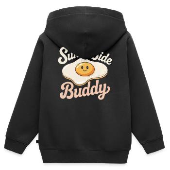 œuf au plat - Sweat Premium à capuche zippé enfant bio - noir - Dos - AI Model Kid Male (0cm)