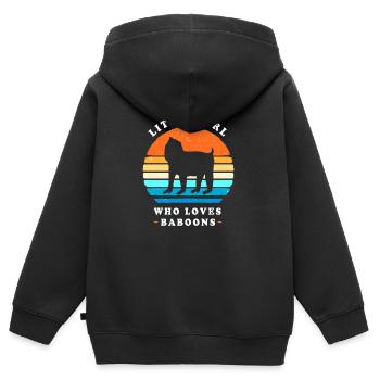 Babouin Primate Singe Babouin - Sweat Premium à capuche zippé enfant bio - noir - Dos - AI Model Kid Male (0cm)