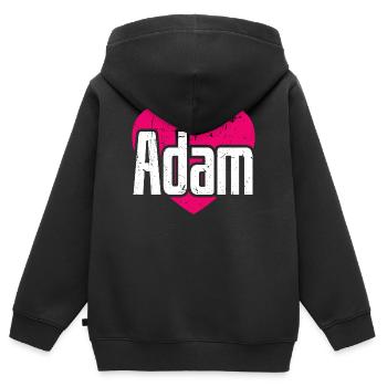 J’aime Adam Coeur Rose J’aime Adam - Sweat Premium à capuche zippé enfant bio - noir - Dos - AI Model Kid Male (0cm)