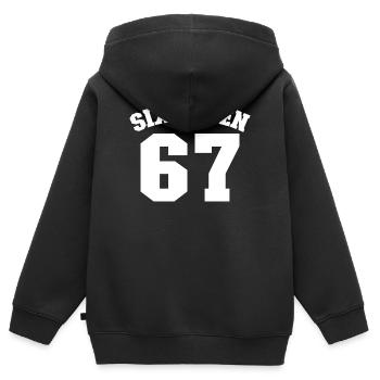 Six Seven Jersey Fun 67 Nummer 6-7 6 7 Six Seven - Kinder Premium Organic Zip Hoodie - Schwarz - Hinten - AI Model Kid Male (0cm)