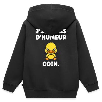 J'SUIS PAS D'HUMEUR COIN - Sweat Premium à capuche zippé enfant bio - noir - Dos - AI Model Kid Male (0cm)
