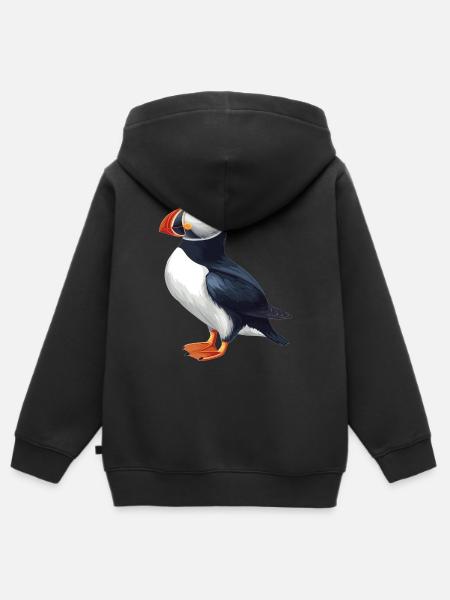 Puffin Papageientaucher - Kinder Premium Organic Zip Hoodie - Schwarz