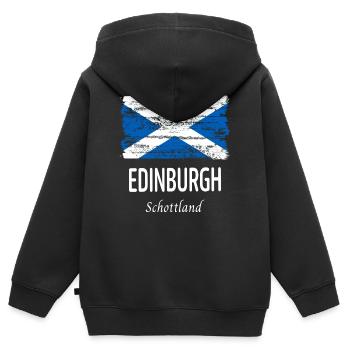 Edimbourg - Sweat Premium à capuche zippé enfant bio - noir - Dos - AI Model Kid Male (0cm)