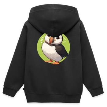 Puffin Papageientaucher - Kinder Premium Organic Zip Hoodie - Schwarz - Hinten - AI Model Kid Male (0cm)