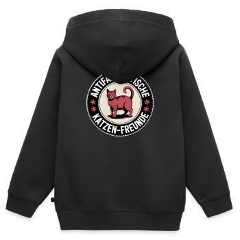 Antifaschistische Katzen Freunde - Gegen Rechts - Kinder Premium Organic Zip Hoodie - Schwarz - Hinten - AI Model Kid Male (0cm)