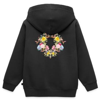 Barocker Blütenkranz mit zarten Frühlingsakzenten - Kinder Premium Organic Zip Hoodie - Schwarz - Hinten - AI Model Kid Male (0cm)