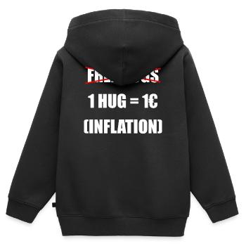 Free Hugs - Inflationsbereinigt - Kinder Premium Organic Zip Hoodie - Schwarz - Hinten - AI Model Kid Male (0cm)