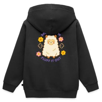 Alpaka T-Shirt Fluff it out cute - Kinder Premium Organic Zip Hoodie - Schwarz - Hinten - AI Model Kid Male (0cm)