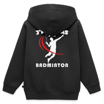 Je Peux Pas J'ai Badminton - Sweat Premium à capuche zippé enfant bio - noir - Dos - AI Model Kid Male (0cm)