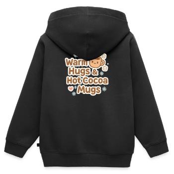 Warm Hugs Cocoa Mug - Kids Premium Organic Zip-up Hoodie - black - Back - AI Model Kid Male (0cm)