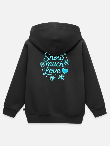 Schnee Viel Liebe Neon Schriftzug - Kinder Premium Organic Zip Hoodie - Schwarz