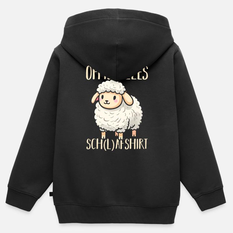 Pecora Dormiente Ufficiale Camicia da Notte - Felpa Premium con cappuccio con zip bambino bio - nero