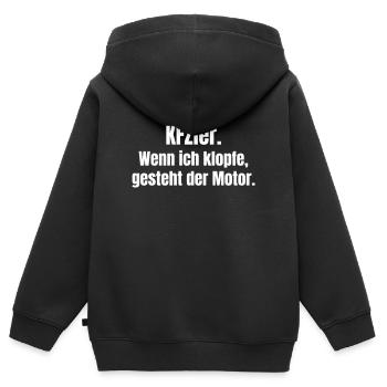 Mécanicien automobile disant que le démarrage moteur est un humour - Sweat Premium à capuche zippé enfant bio - noir - Dos - AI Model Kid Male (0cm)