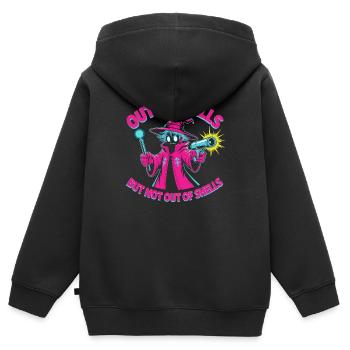 Hors de sorts mais pas de coquilles - Cool Wizard - Sweat Premium à capuche zippé enfant bio - noir - Dos - AI Model Kid Male (0cm)