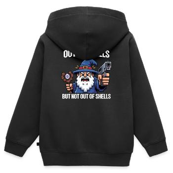 Hors de sorts mais pas de coquilles - Cool Wizard - Sweat Premium à capuche zippé enfant bio - noir - Dos - AI Model Kid Male (0cm)