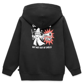 Hors de sorts mais pas de coquilles - Cool Wizard - Sweat Premium à capuche zippé enfant bio - noir - Dos - AI Model Kid Male (0cm)