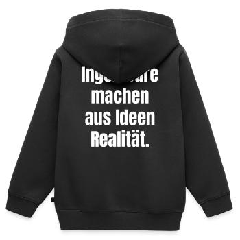 Ingenieure machen aus Ideen Realität. - Kinder Premium Organic Zip Hoodie - Schwarz - Hinten - AI Model Kid Male (0cm)