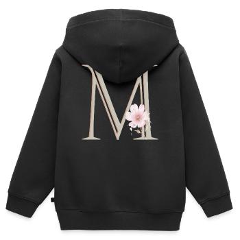 Floral Monogram M - Kids Premium Organic Zip-up Hoodie - black - Back - AI Model Kid Male (0cm)