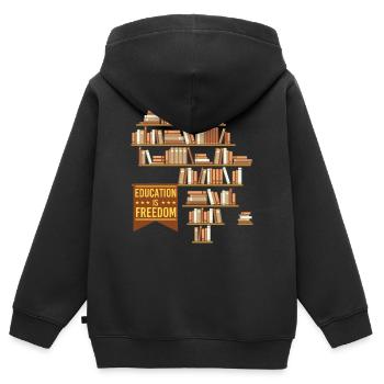 Bildung ist Freiheit – Black History Pride - Kinder Premium Organic Zip Hoodie - Schwarz - Hinten - AI Model Kid Male (0cm)