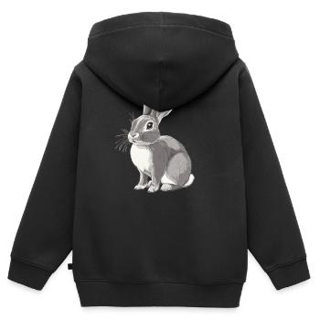 Hasen Hase - Kinder Premium Organic Zip Hoodie - Schwarz - Hinten - AI Model Kid Male (0cm)