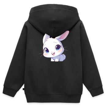 Hasen Hase - Kinder Premium Organic Zip Hoodie - Schwarz - Hinten - AI Model Kid Male (0cm)