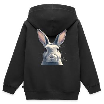 Hasen Hase - Kinder Premium Organic Zip Hoodie - Schwarz - Hinten - AI Model Kid Male (0cm)