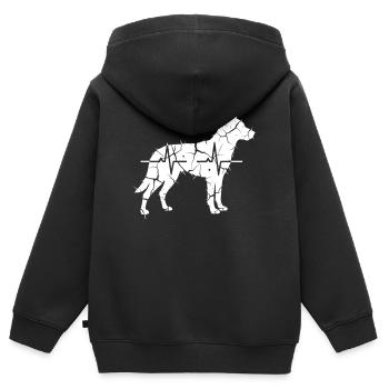 German Shepherd Heartbeat Mosaic Cracked Vector - Kids Premium Organic Zip-up Hoodie - black - Back - AI Model Kid Male (0cm)