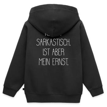 Sarcasm Humor Irony Cynic T-Shirt Gift - Kids Premium Organic Zip-up Hoodie - black - Back - AI Model Kid Male (0cm)