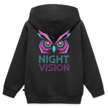 Night Vision Eule Retro Cyberpunk - Kinder Premium Organic Zip Hoodie - Schwarz - Hinten - AI Model Kid Male (0cm)