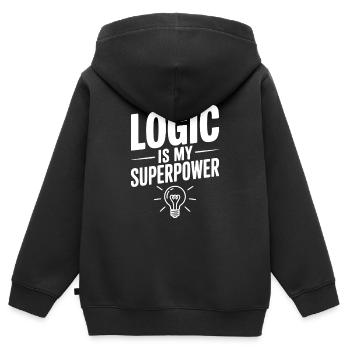 La logique est mon super-pouvoir - Sweat Premium à capuche zippé enfant bio - noir - Dos - AI Model Kid Male (0cm)