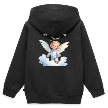 Schöne Seele - Kinder Premium Organic Zip Hoodie - Schwarz - Hinten - AI Model Kid Male (0cm)