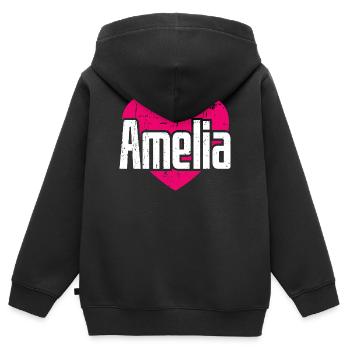 I Love Amelia Pinkes Herz Ich liebe Amelia - Kinder Premium Organic Zip Hoodie - Schwarz - Hinten - AI Model Kid Male (0cm)