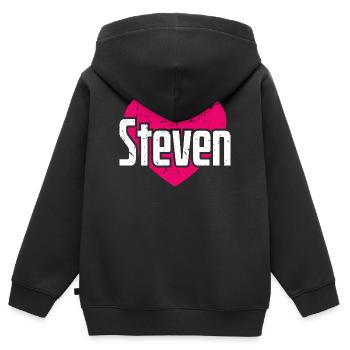 I Love Steven Pinkes Herz Ich liebe Steven - Kinder Premium Organic Zip Hoodie - Schwarz - Hinten - AI Model Kid Male (0cm)