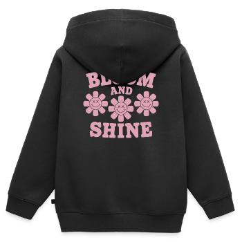 Bloom and Shine Floral Cheer - Kinder Premium Organic Zip Hoodie - Schwarz - Hinten - AI Model Kid Male (0cm)