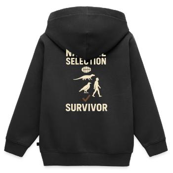 Charles Darwin Don Natural - Sweat Premium à capuche zippé enfant bio - noir - Dos - AI Model Kid Male (0cm)