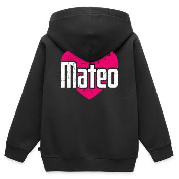 I Love Mateo Pinkes Herz Ich liebe Mateo - Kinder Premium Organic Zip Hoodie - Schwarz - Hinten - AI Model Kid Male (0cm)
