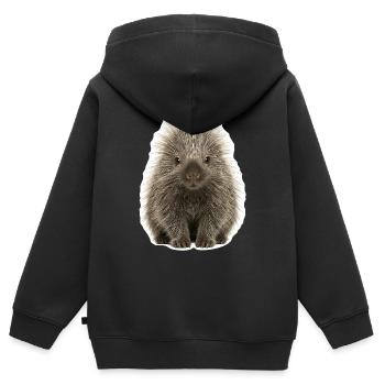 Putziges Stachelschwein - Niedlich - Kinder Premium Organic Zip Hoodie - Schwarz - Hinten - AI Model Kid Male (0cm)