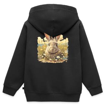 Hasen Hase - Kinder Premium Organic Zip Hoodie - Schwarz - Hinten - AI Model Kid Male (0cm)