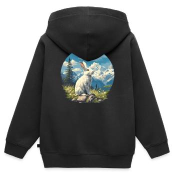 Hasen Hase - Kinder Premium Organic Zip Hoodie - Schwarz - Hinten - AI Model Kid Male (0cm)