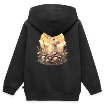 Hasen Hase - Kinder Premium Organic Zip Hoodie - Schwarz - Hinten - AI Model Kid Male (0cm)