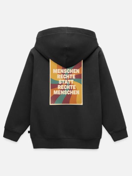 Menschenrechte statt rechte Menschen Retro - Kinder Premium Organic Zip Hoodie - Schwarz