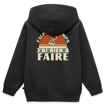 Ich habe keine Zeit, ich habe nichts zu tun - Kinder Premium Organic Zip Hoodie - Schwarz - Hinten - AI Model Kid Male (0cm)