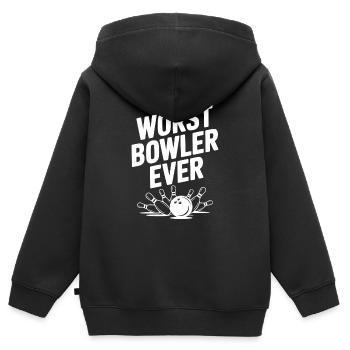 Pire joueur de tous les temps - Sweat Premium à capuche zippé enfant bio - noir - Dos - AI Model Kid Male (0cm)
