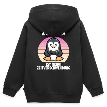 Les jeux vidéo ne sont pas une perte de temps. - Sweat Premium à capuche zippé enfant bio - noir - Dos - AI Model Kid Male (0cm)