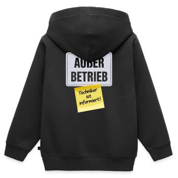 Out of order technician informs sloth office - Kids Premium Organic Zip-up Hoodie - black - Back - AI Model Kid Male (0cm)