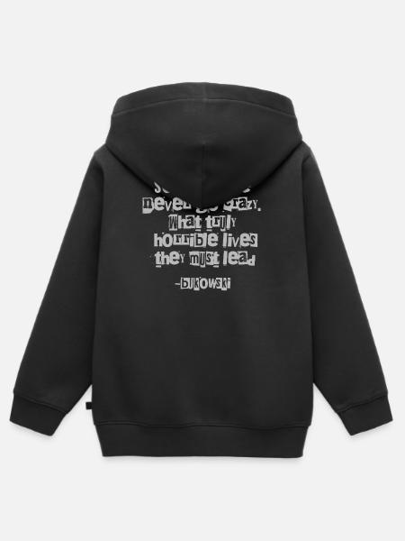 Bukowski Grunge-Zitat-Typografie - Kinder Premium Organic Zip Hoodie - Schwarz