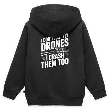 Je ne fais pas que piloter des drones, je les écrase aussi - Sweat Premium à capuche zippé enfant bio - noir - Dos - AI Model Kid Male (0cm)