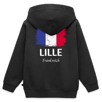 Lille - Sweat Premium à capuche zippé enfant bio - noir - Dos - AI Model Kid Male (0cm)