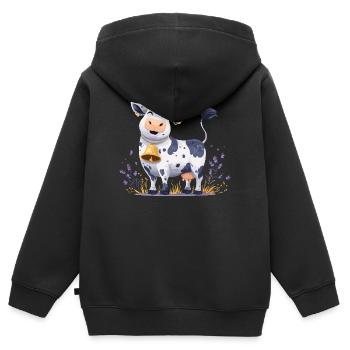 Lustige Kuh mit Glocke - Kinder Premium Organic Zip Hoodie - Schwarz - Hinten - AI Model Kid Male (0cm)