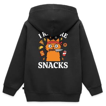 J’exige des snacks Humour drôle d’amoureuse des chats - Sweat Premium à capuche zippé enfant bio - noir - Dos - AI Model Kid Male (0cm)